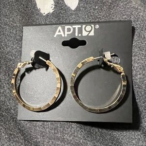 NWT Apt 9 Hammered Gold Hoop Earrings
